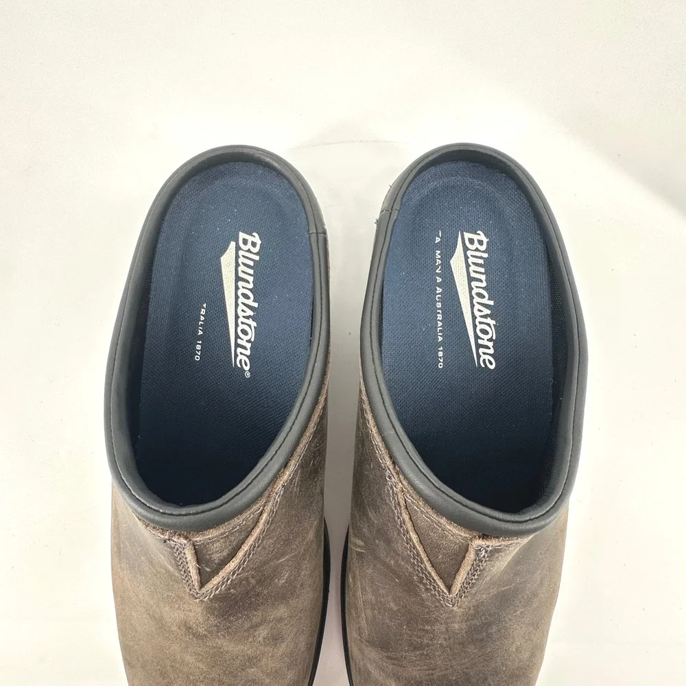 Blundstone Leather Clogs Mens 9 Brown Slip On Mules Shoes Utility Gorpcore